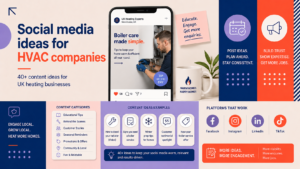 Social media ideas for UK HVAC and heating companies, including boiler tips, seasonal reminders, customer stories, offers and behind-the-scenes content.
