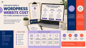WordPress website cost guide for UK small businesses showing pricing packages, included features and factors that affect development costs.